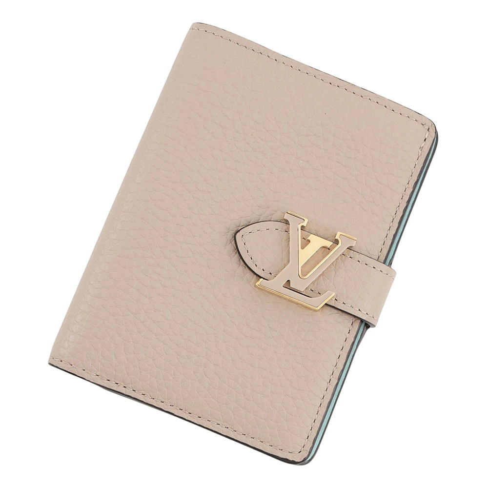 Louis Vuitton Bifold Wallet Taurillon Leather LV Vertical Compact Gold
